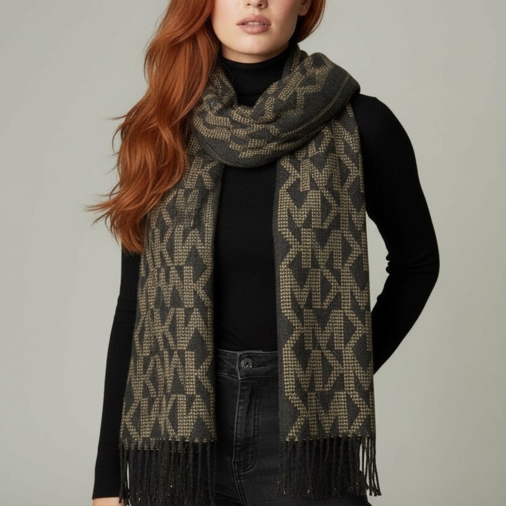 Michael Kors Reversible Black and Gold Scarf